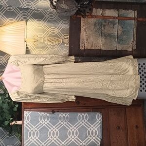 Light sage green smocked ruffle tiered poet sleeve dress XL